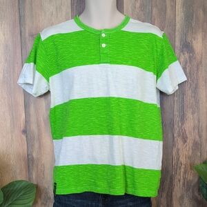 Company 81 Green and White Striped Short Sleeve Tee M          P311